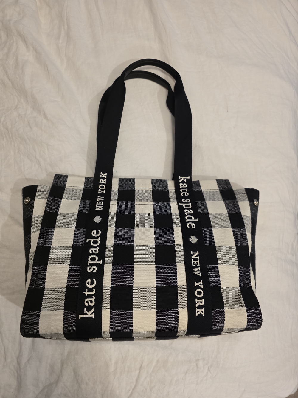 kate spade Black and White Check Duffel Tote